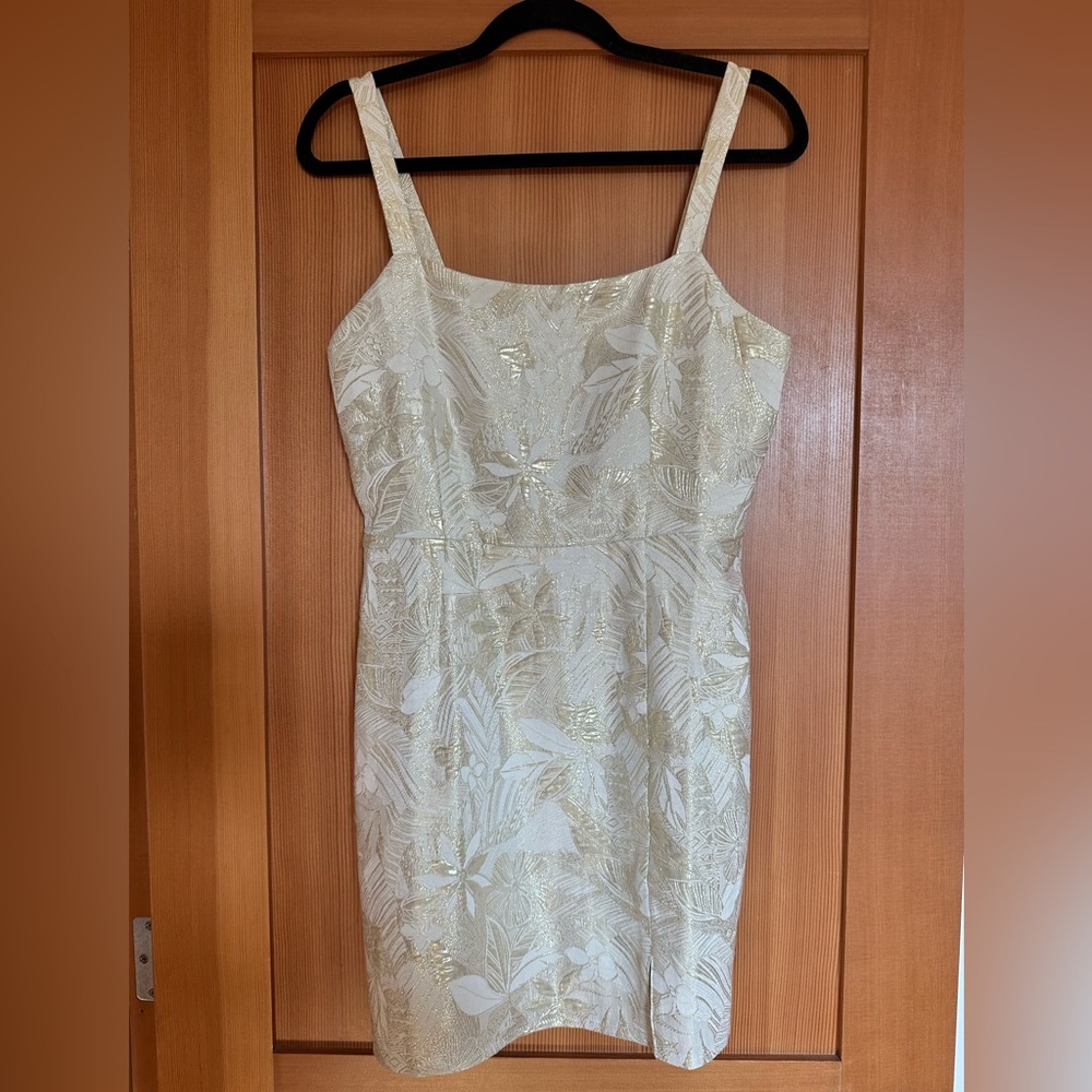 Lulus Mini Dress - Retro Gold Floral Detailing